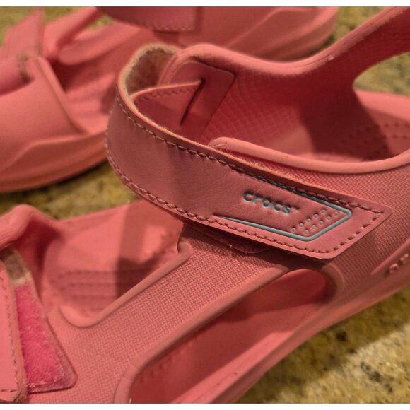 Crocs 206267 Kids Pink Lemonade Swiftwater Expedition Sandals Straps Size US J2 - Picture 3 of 14